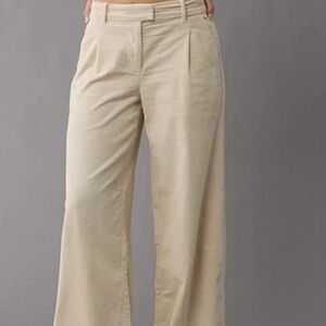 American Eagle Outfitters Soft Cream Corduroy Wide-Leg Pants
